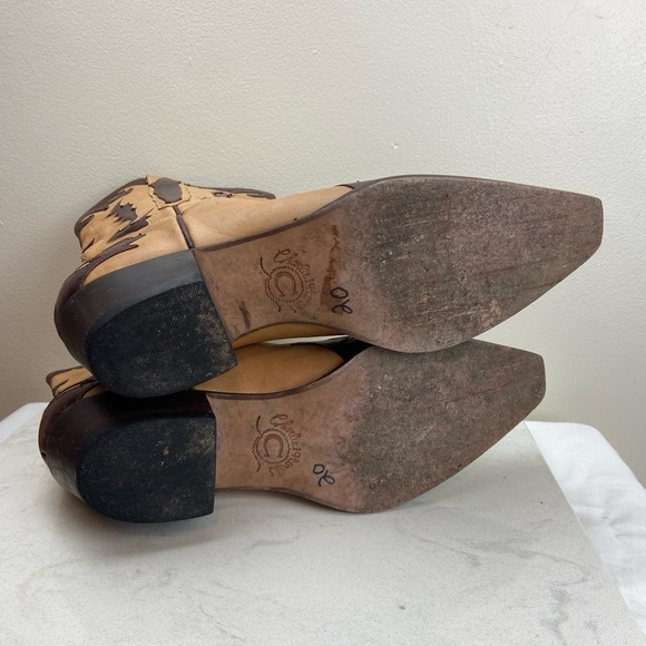 Vintage Charlie Horse by Lucchese Western Flame Two Tone Leather Cowboy Boots 8 - Picture 14 of 15